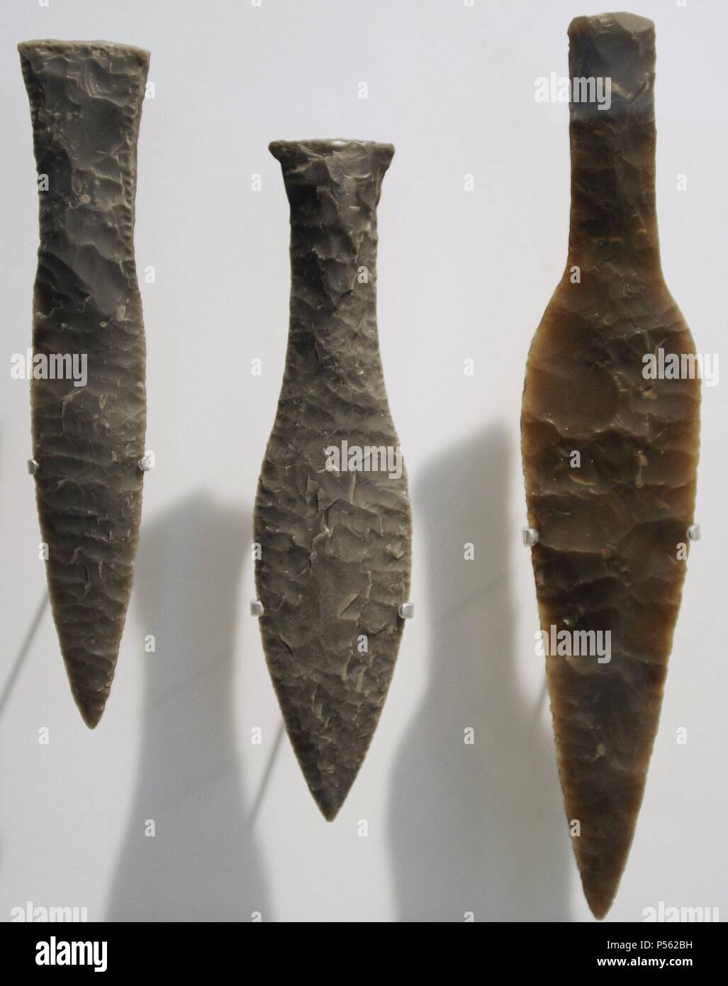 Flint daggers. Middle Dagger Period to Early Bronze Age. 2000-1500 BC. National Museum of Denmark. Copenhagen. Denmark. Stock Photo
