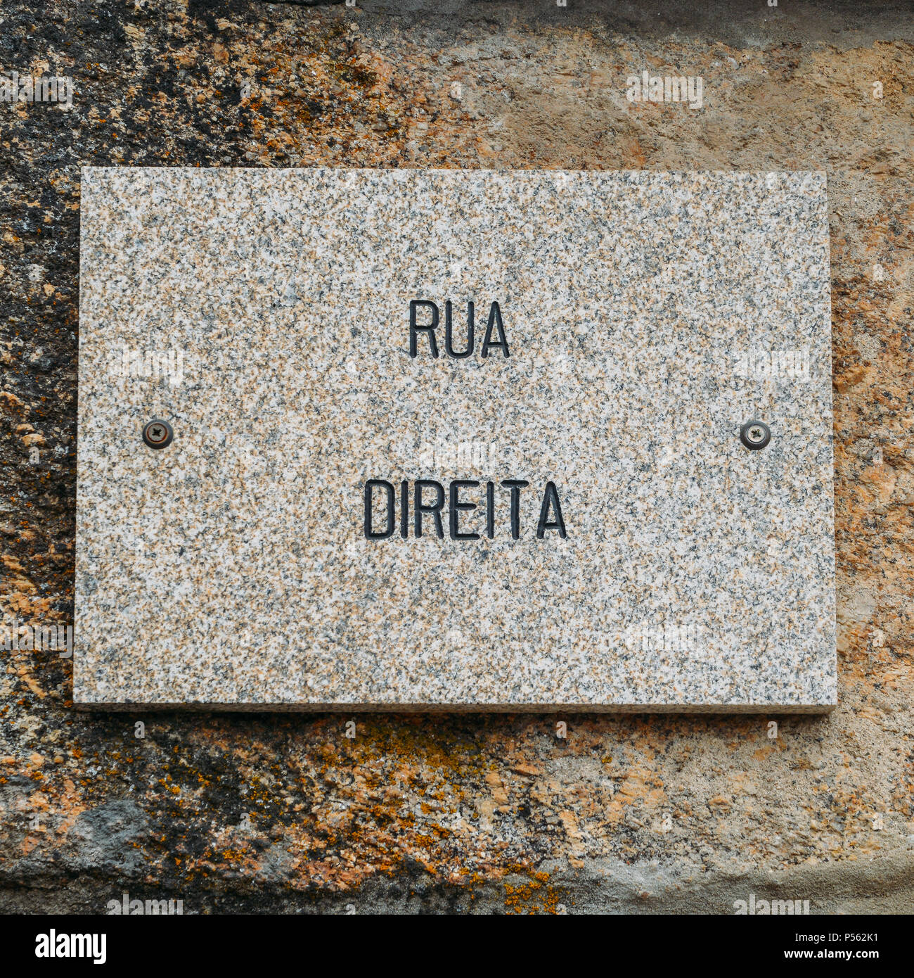 Rua Direita in the heart of Belmonte, Portugal's medieval jewish quarter Stock Photo