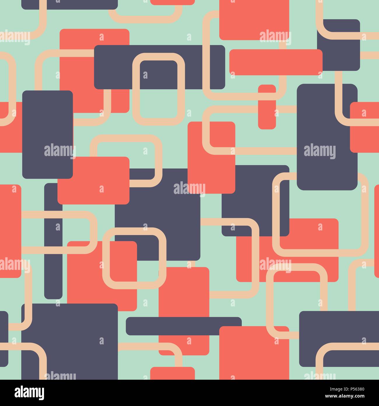 Vector abstract squares seamless vitage red and green pattern Stock Vector