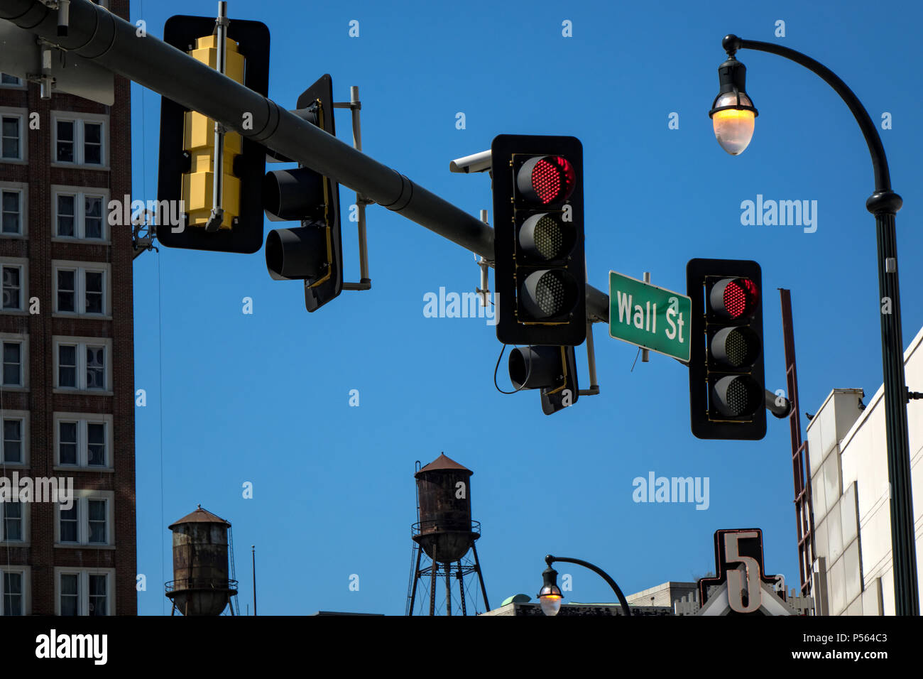 an image of red traffic lights and security camera Stock Photo