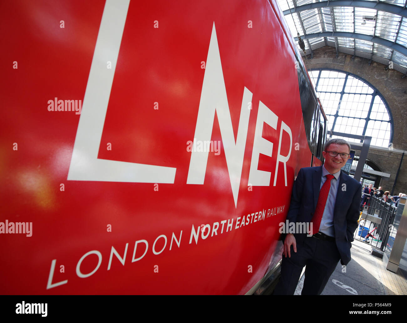 David Horne, former boss of failed rail franchise Virgin Trains East Coast (VTEC) and now managing director of nationalised operator London North Eastern Railway (LNER) during the launch event for the new service at Kings Cross station in London. Stock Photo