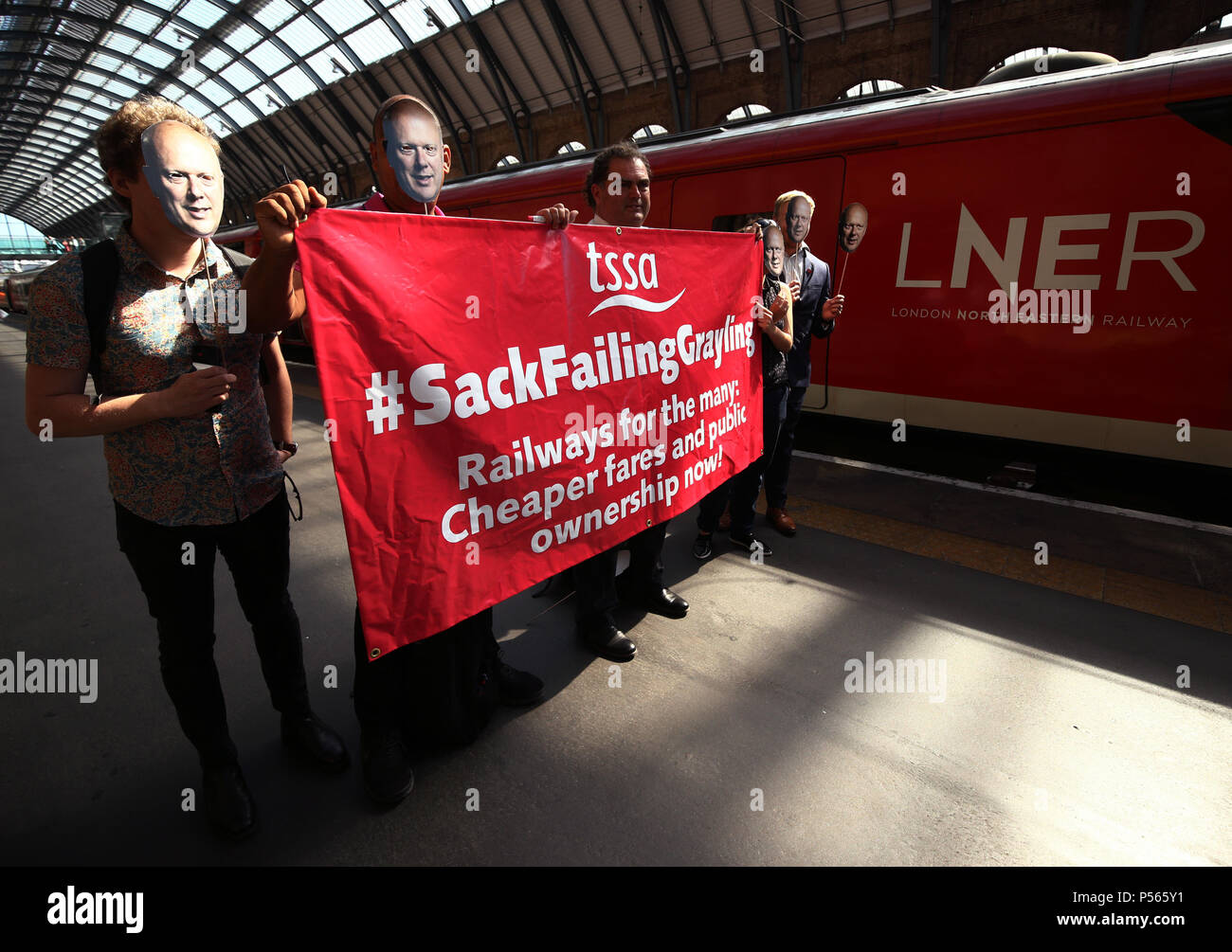 Lner Train Mask TSSA (Transport Salaried Staffs' Association) union protesters, some ...