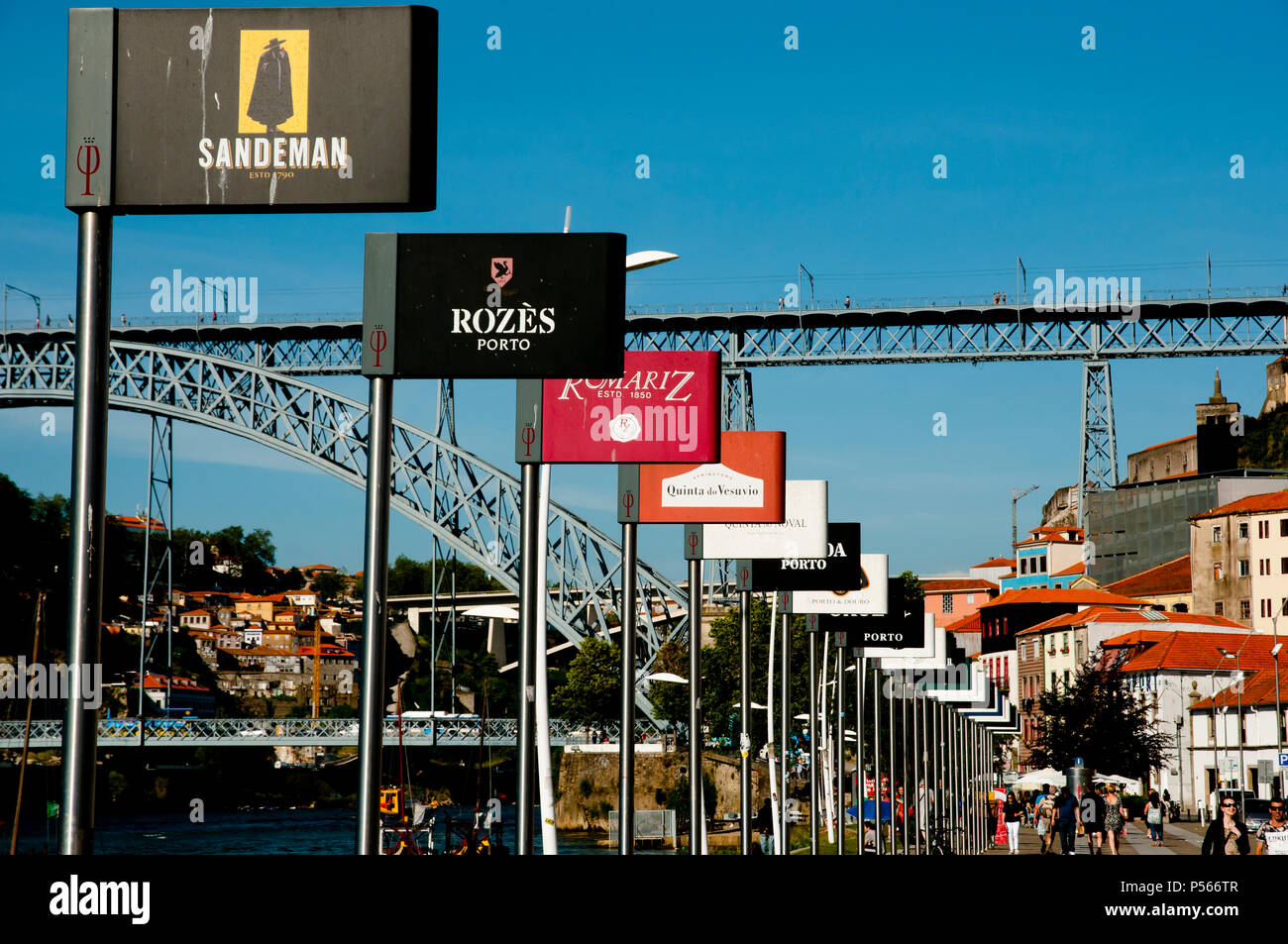 PORTO, PORTUGAL June 6, 2016 Port wine cellars brands in proximity