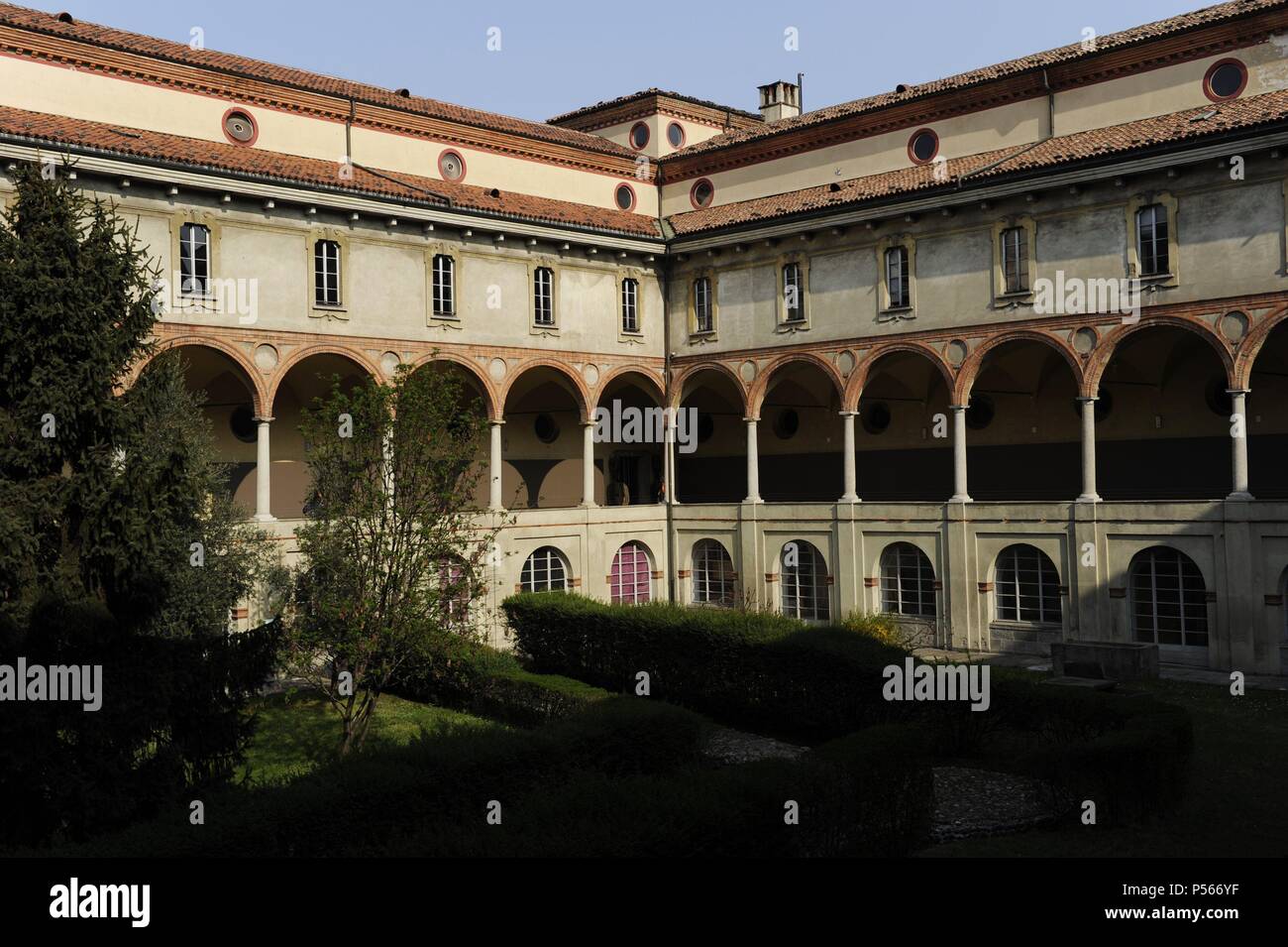 The Science and Technology Museum Leonardo da Vinci. Ancient monastery of San Vittore al Corpo. Cloister. Milan. Italy. Stock Photo