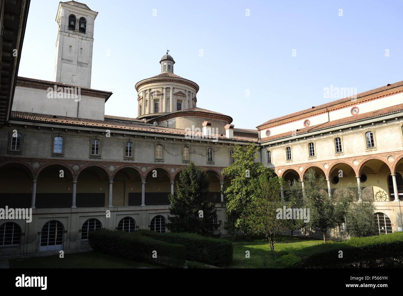 The Science and Technology Museum Leonardo da Vinci. Ancient monastery of San Vittore al Corpo. Cloister. Milan. Italy. Stock Photo