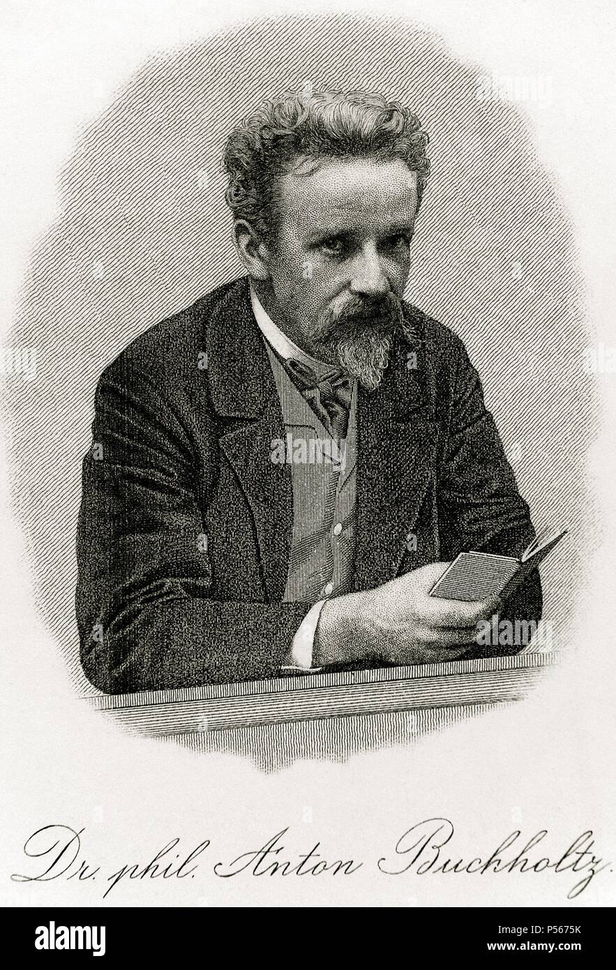 Anton Buchholtz (1848-1901). Historian, numismatist and collector. Engraving. 19th century. Stock Photo