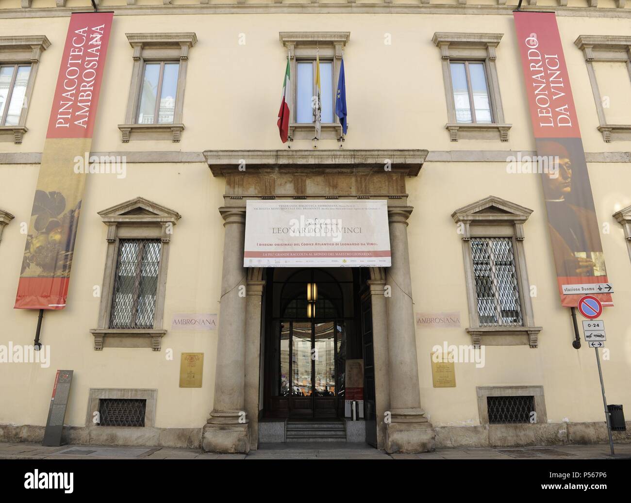 Italy. Milan. Ambrosiana Gallery. Facade. Stock Photo