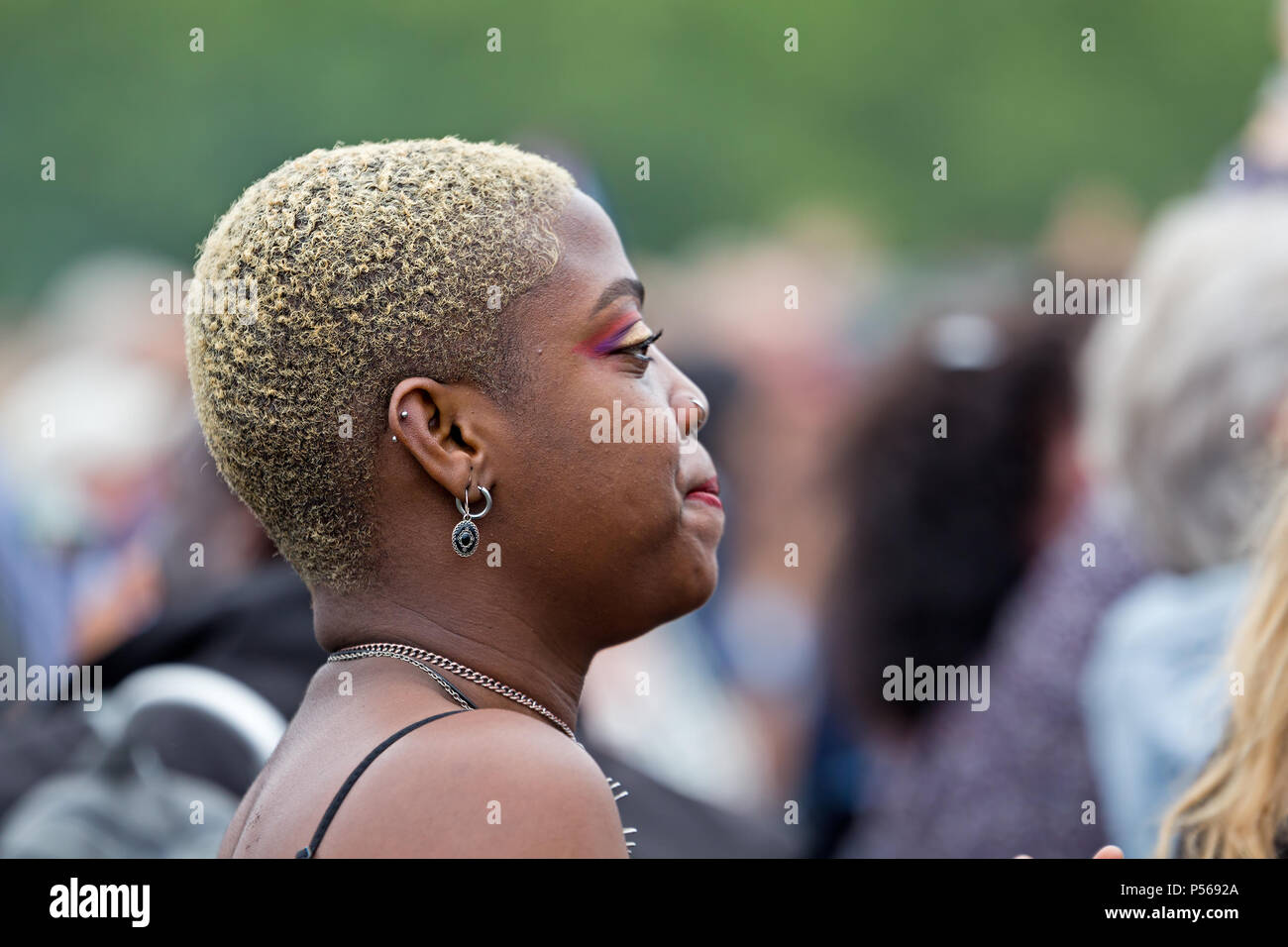 Image Of A Black Woman With Blond Cropped Afro Hair At The 2018