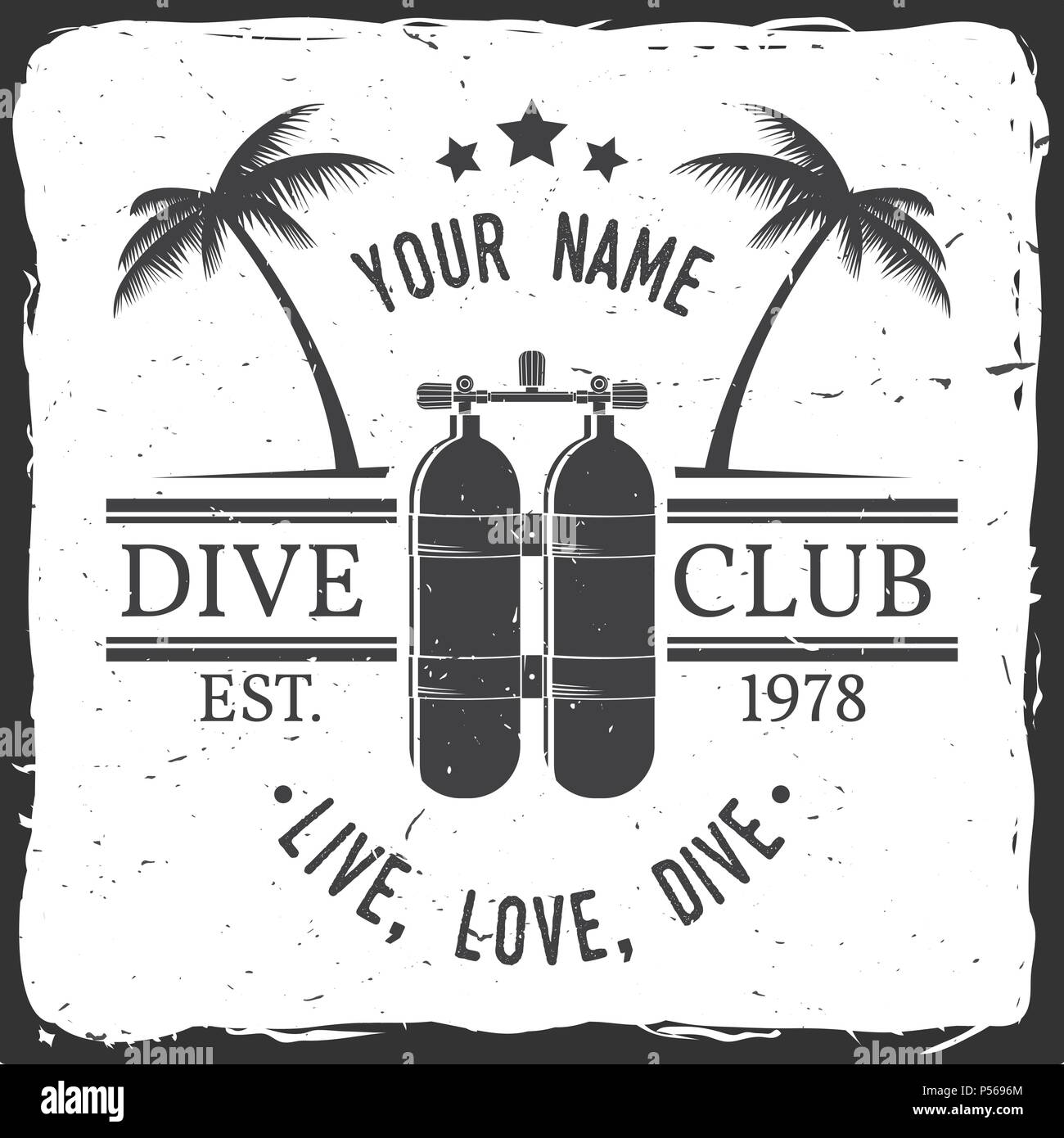 Scuba diving club. Live, love, dive.Vector illustration. Concept for