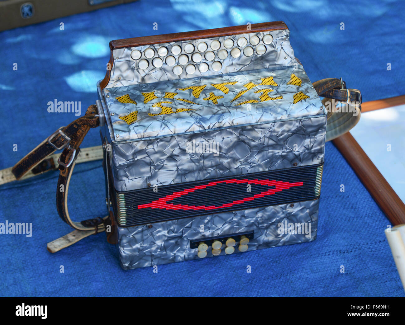 Vintage German accordion on the flea market Stock Photo Alamy