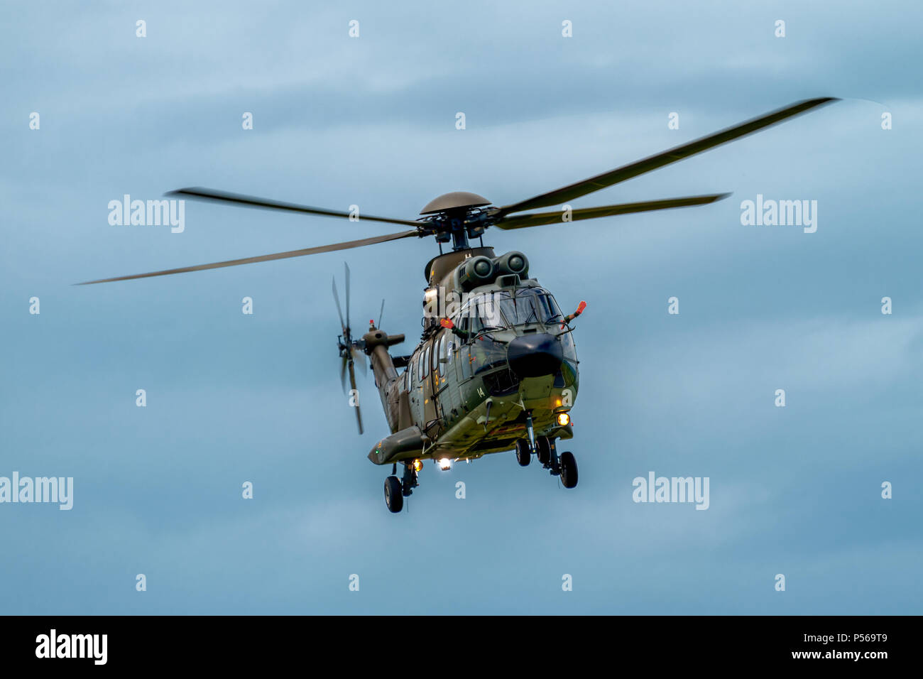 Aerospatiale Eurocopter AS 332 Super Puma helicopter of the Swiss Air Force  during aerobatic display Stock Photo - Alamy