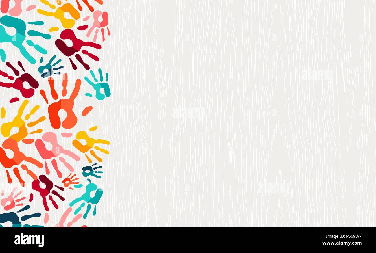 Human Hand Print Color Background Colorful Children Paint Handprints Illustration For Social Community Education Or Teamwork Concept Eps10 Vector Stock Vector Image Art Alamy