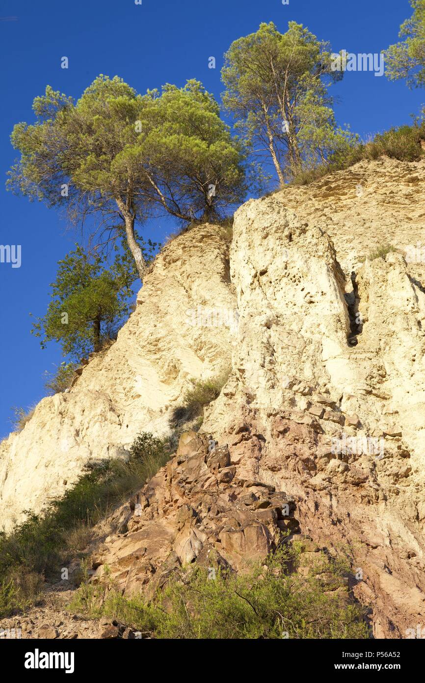Anticline Fault in Tordell River. Súria. Province of Barcelona. Spain. Stock Photo