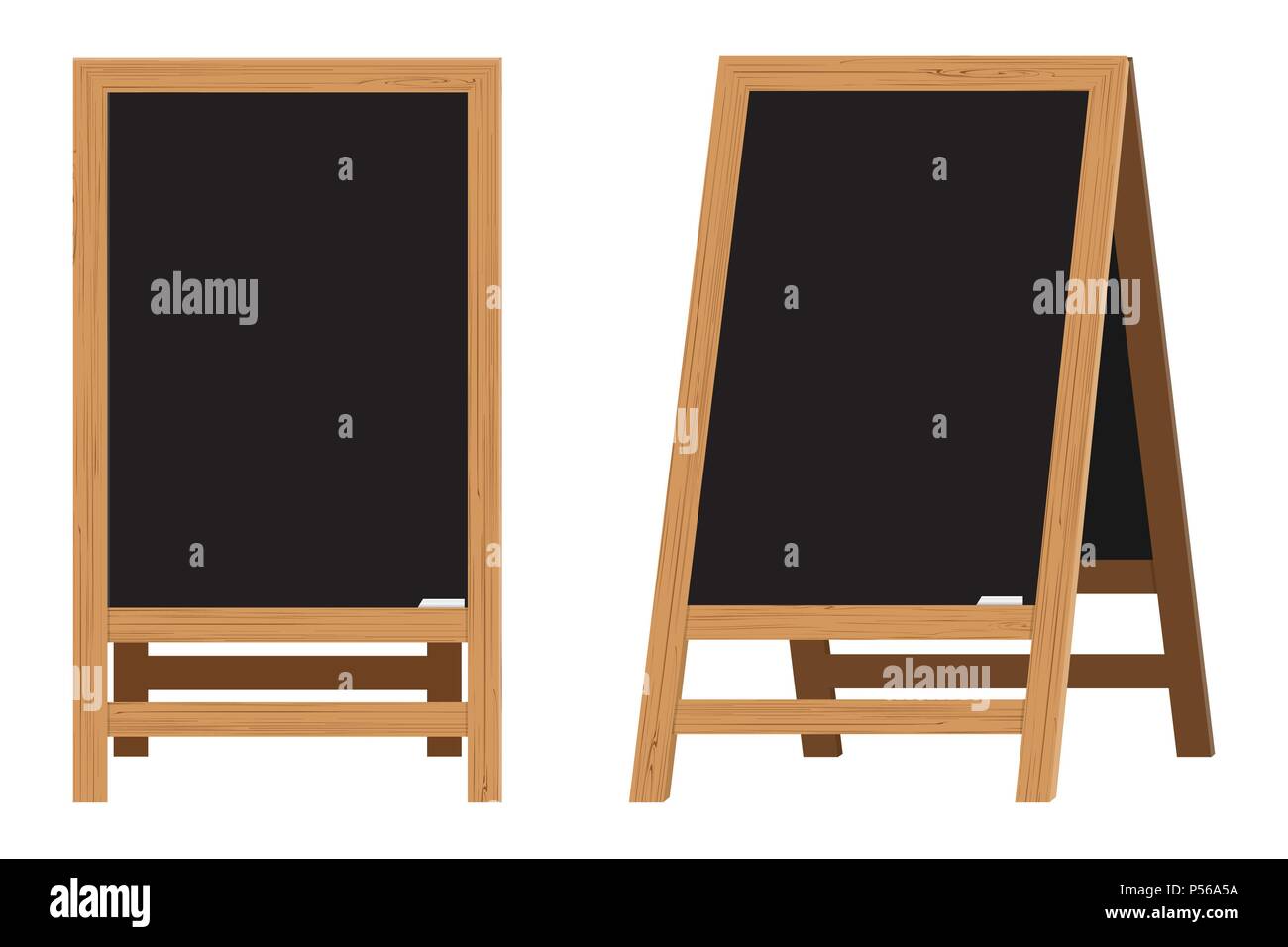 Set of Menu Black Boards. Vector illustration. Element on the theme of the restaurant business. For Chalk drawing. Realistic Wooden announcement board Stock Vector