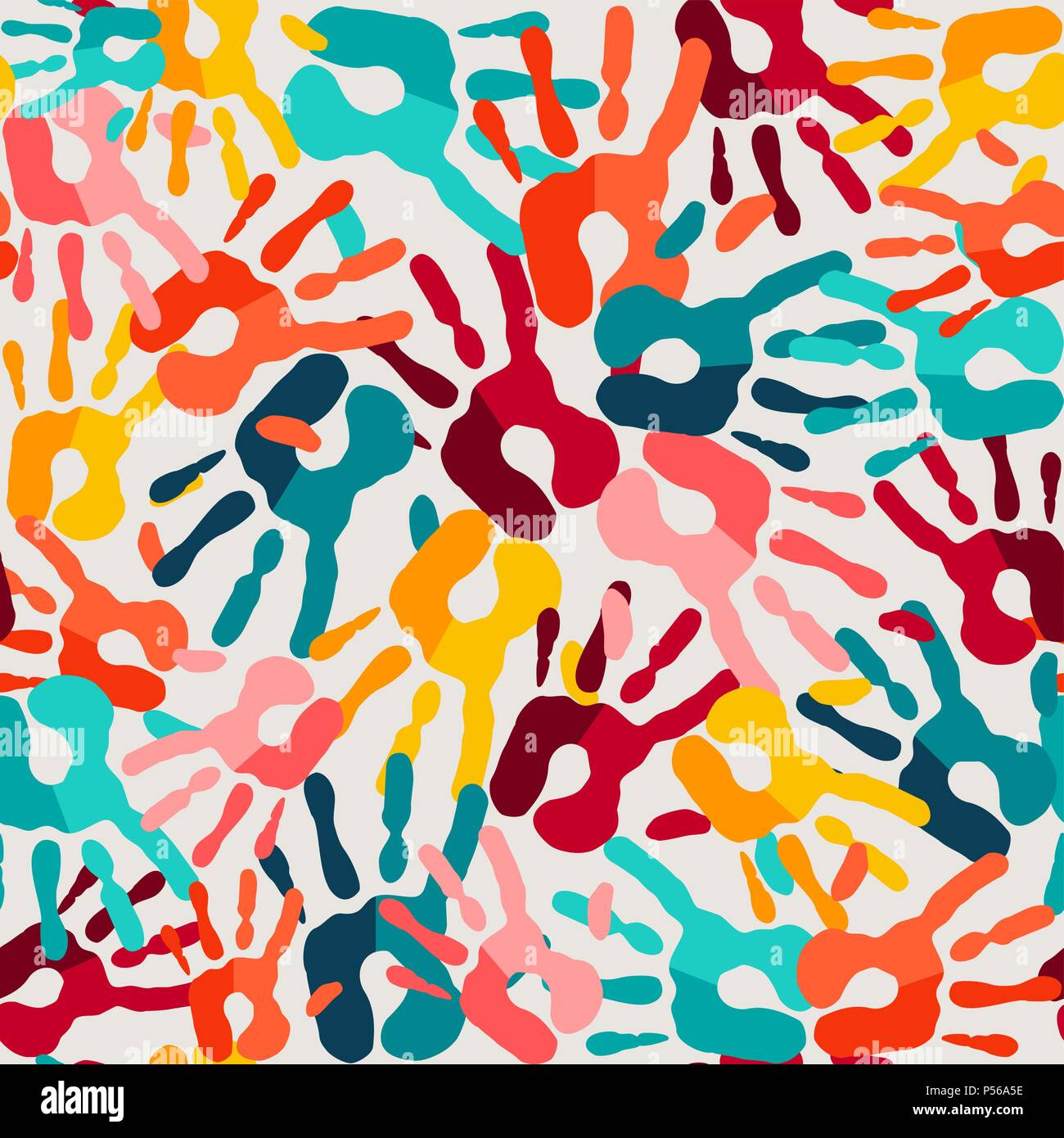 Color handprint seamless pattern. Human hand print background for education  or diverse community. EPS10 vector Stock Vector Image & Art - Alamy