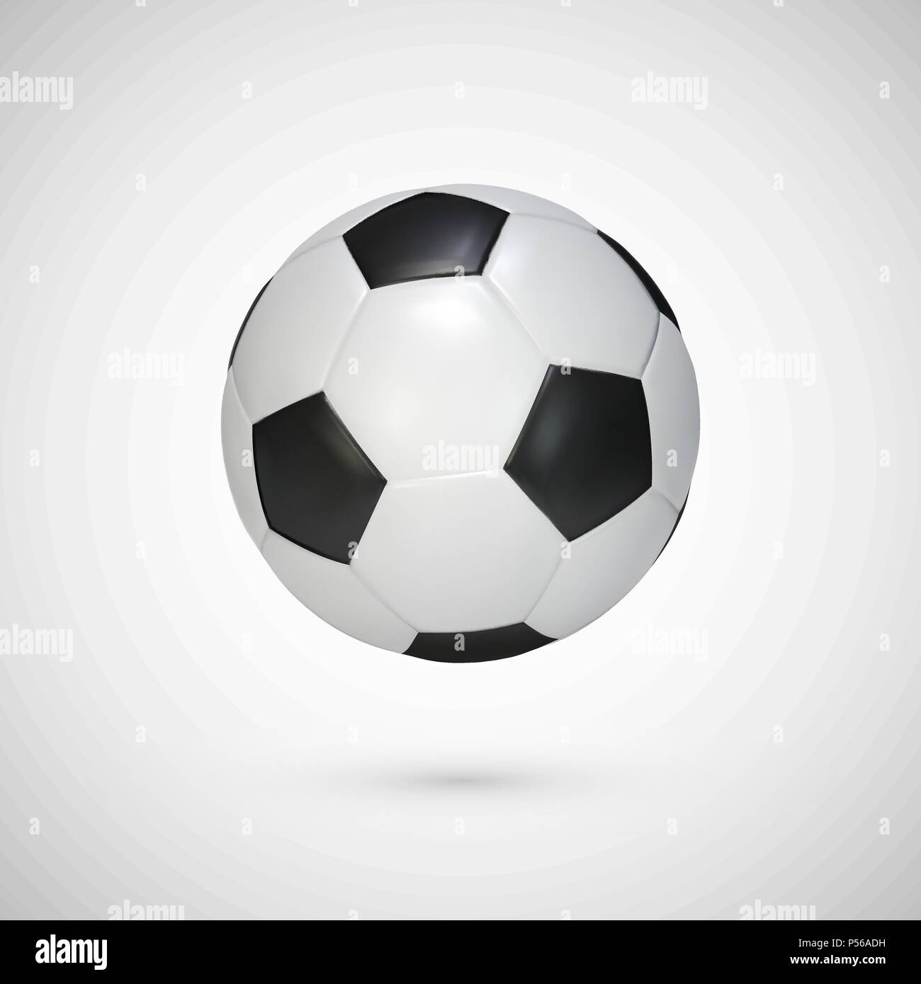 Realistic soccer ball. Black and white classic leather football ball