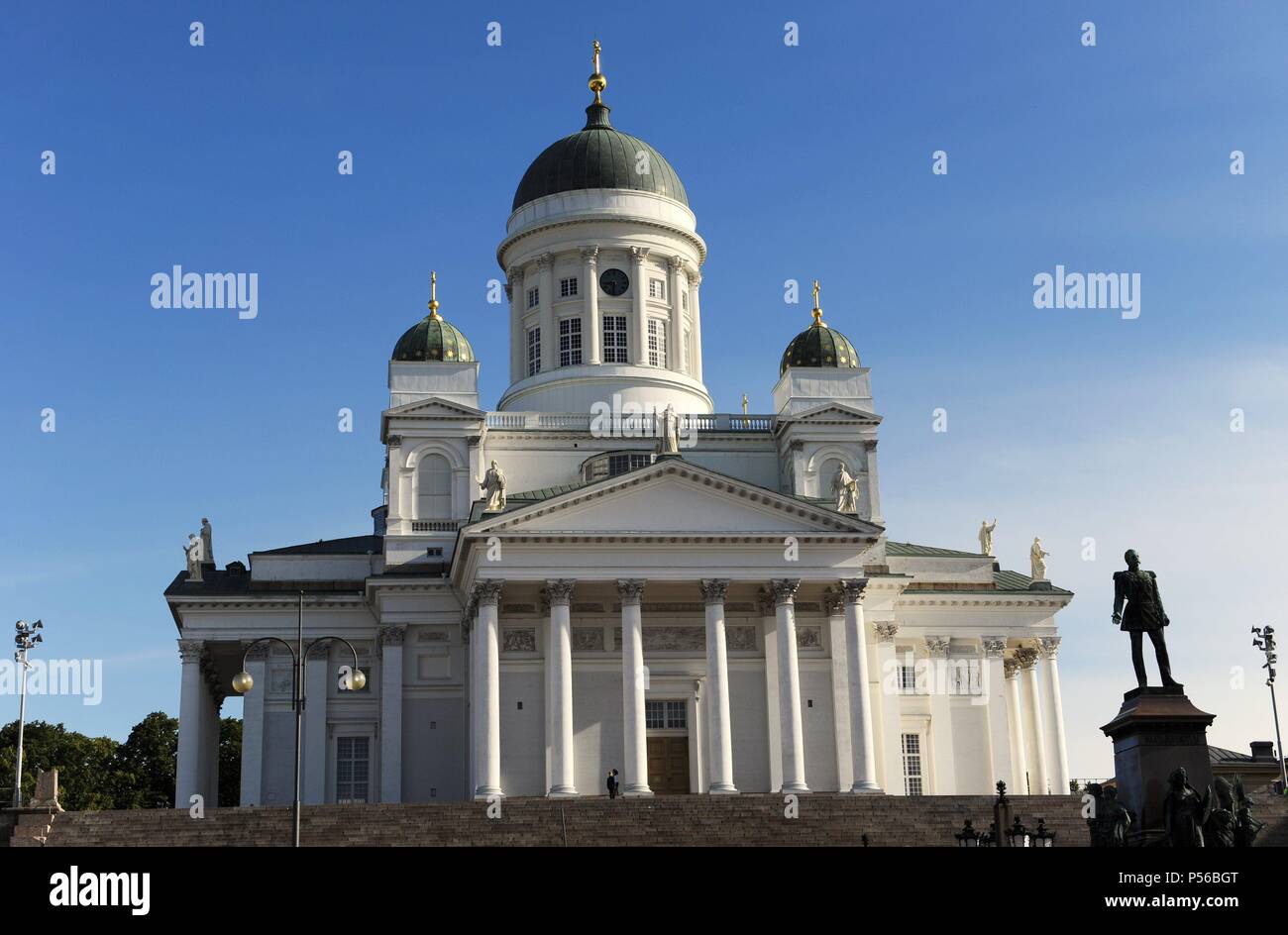 Helsinki Cathedral. Finnish Evangelical Lutheran cathedral. Designed by Carl Ludvig Engel (1778-1840) in the neoclassical style. It was originally built from 1830-1852 as a tribute to the Grand Duke of Finland, Tsar Nicholas I of Russia. Stock Photo