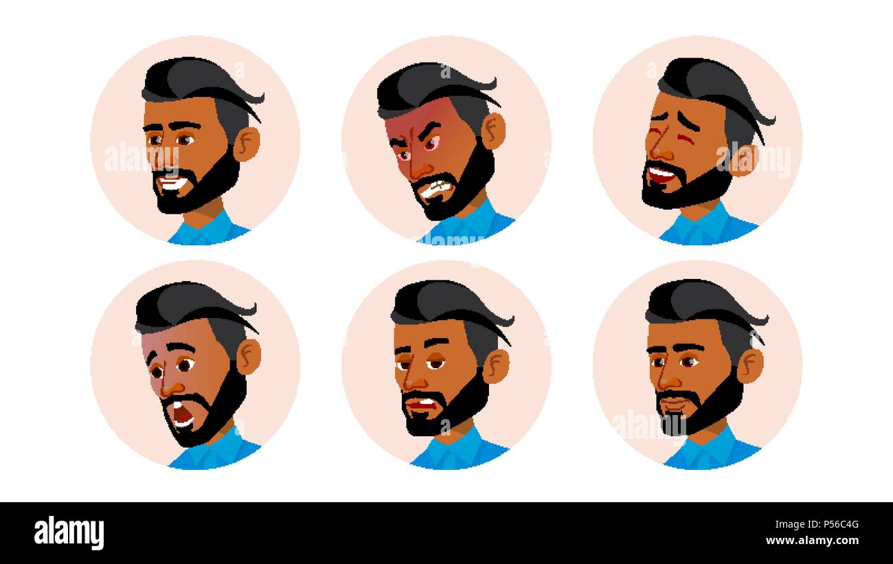 Arab Man Avatar People Vector. Arab, Muslim. Comic Emotions. Flat Handsome  Manager. Happy, Unhappy. Laugh, Angry. Cartoon Character Illustration Stock  Vector Image & Art - Alamy