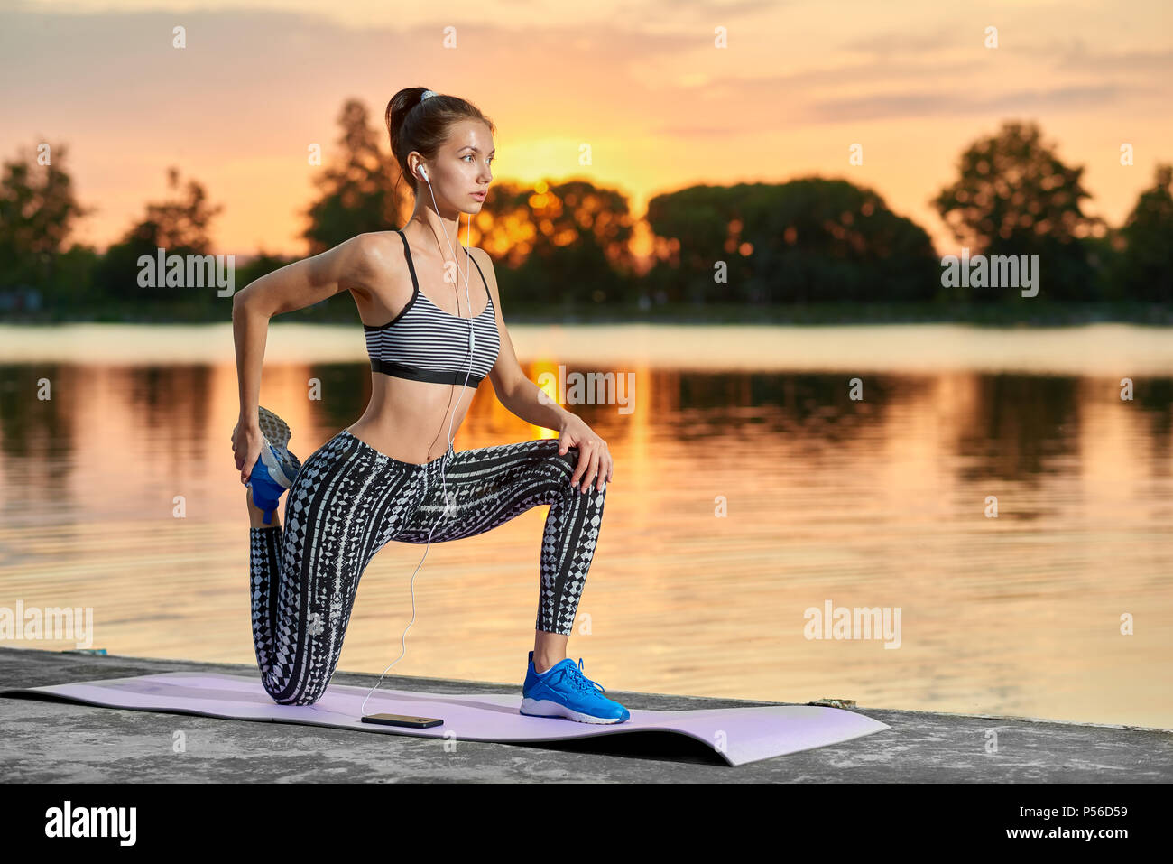 Doing stretch exercises for perfect figure. Maintaining healthy