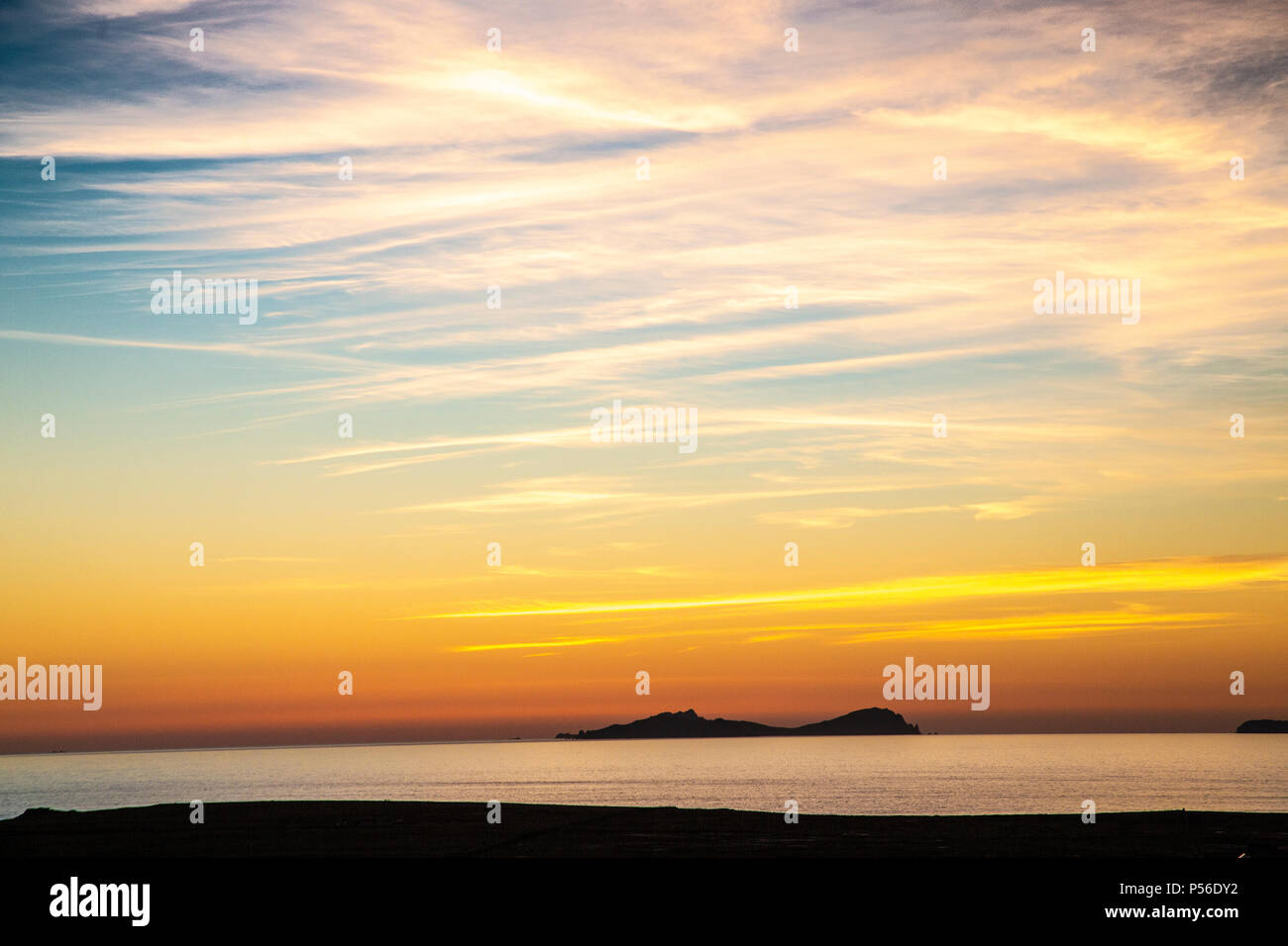 Sunset over Atlantic ocean off Valentia Island, County Kerry Ireland Stock Photo