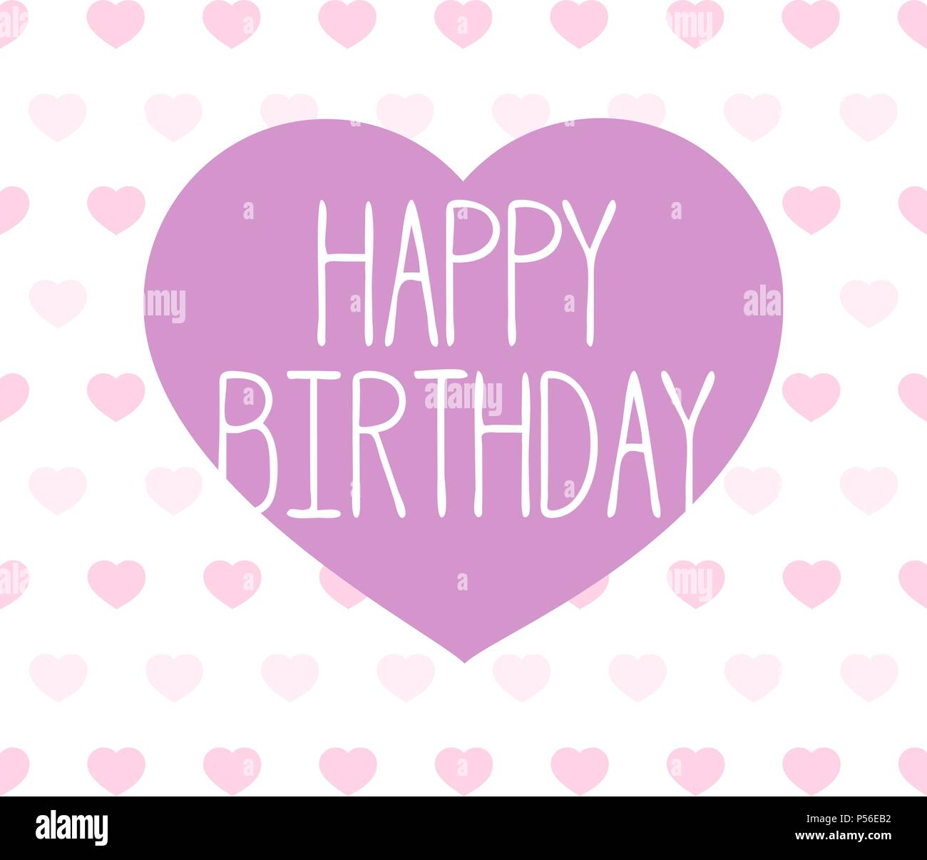 happy birthday greeting card illustration with heart shapes Stock Vector