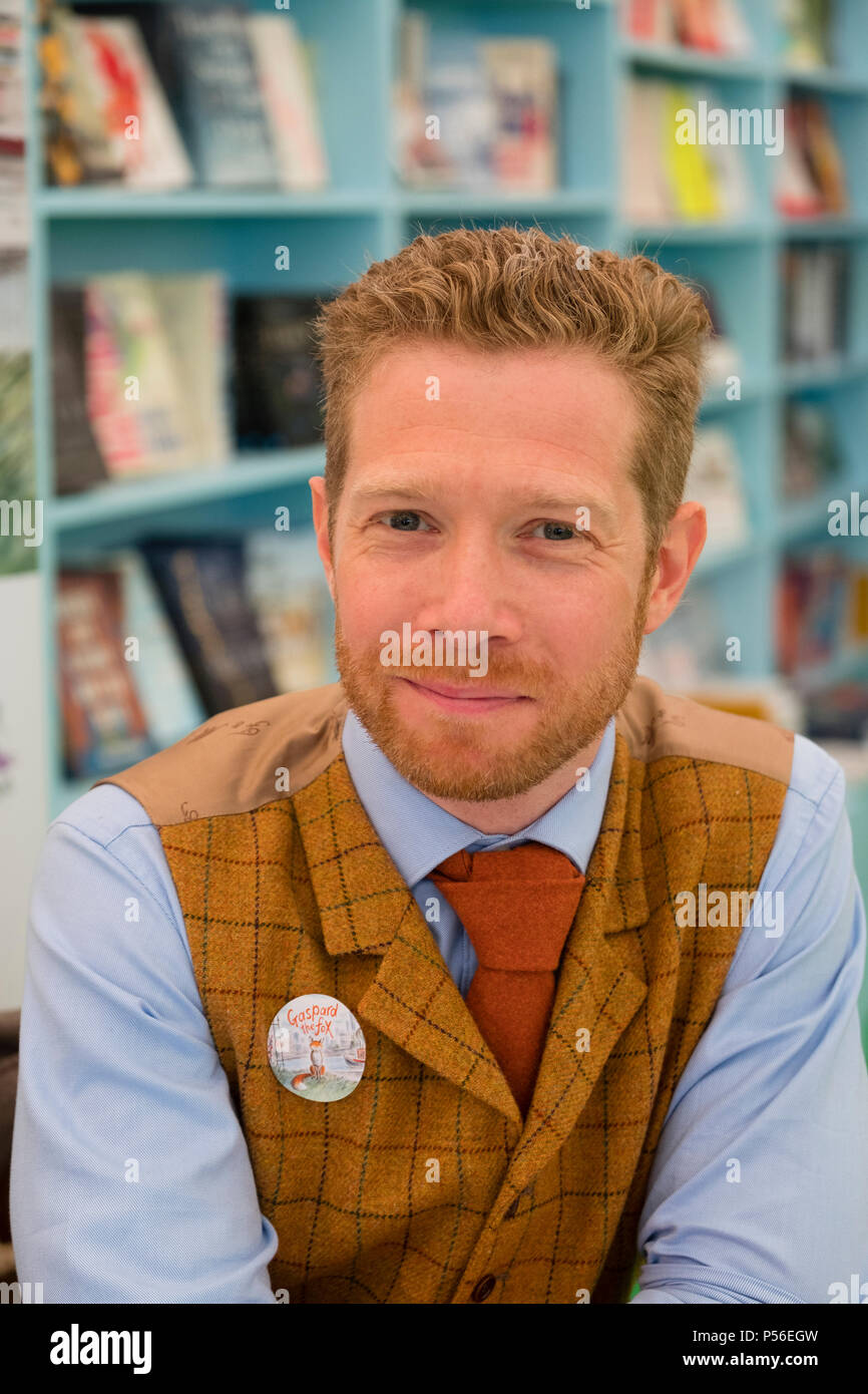 Zeb Soanes, BBC TV presenter and children's author, appearing  at the 2018 Hay Festival of Literature and the Arts. Stock Photo
