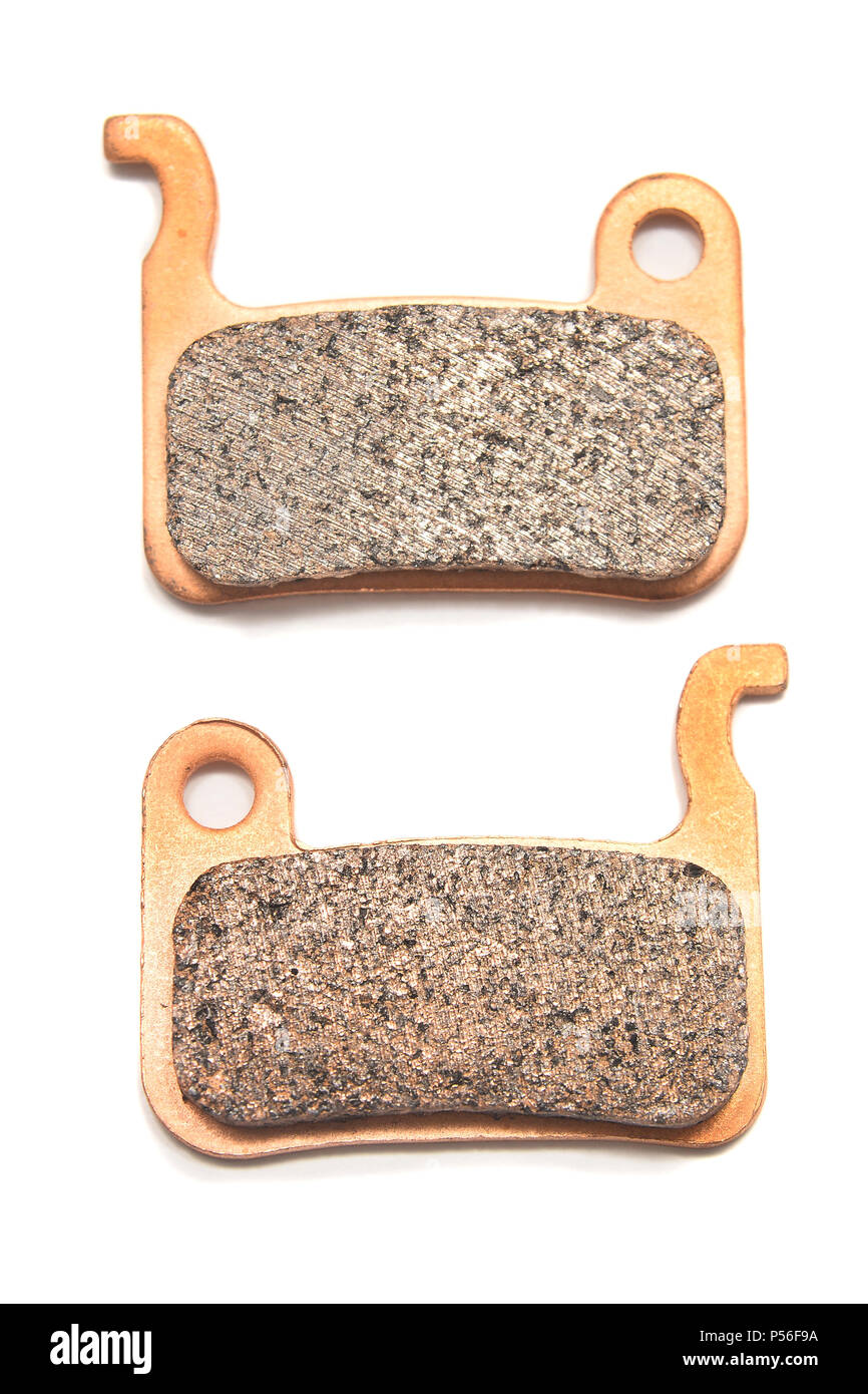 bicycle disc brake pads isolated on white Stock Photo