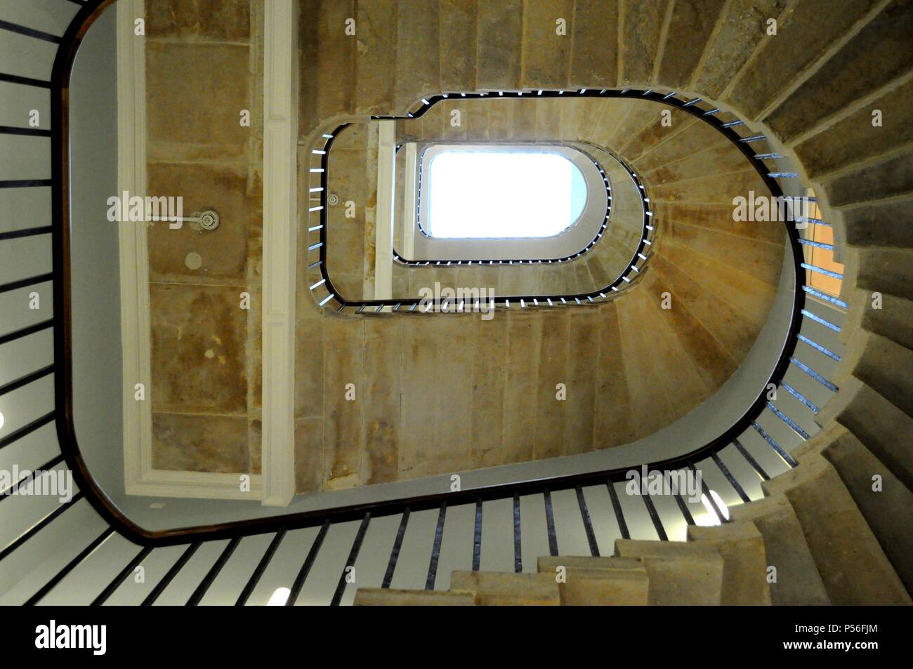 Upward view of staircase in West Wing of Somerset House, London, UK. Stock Photo