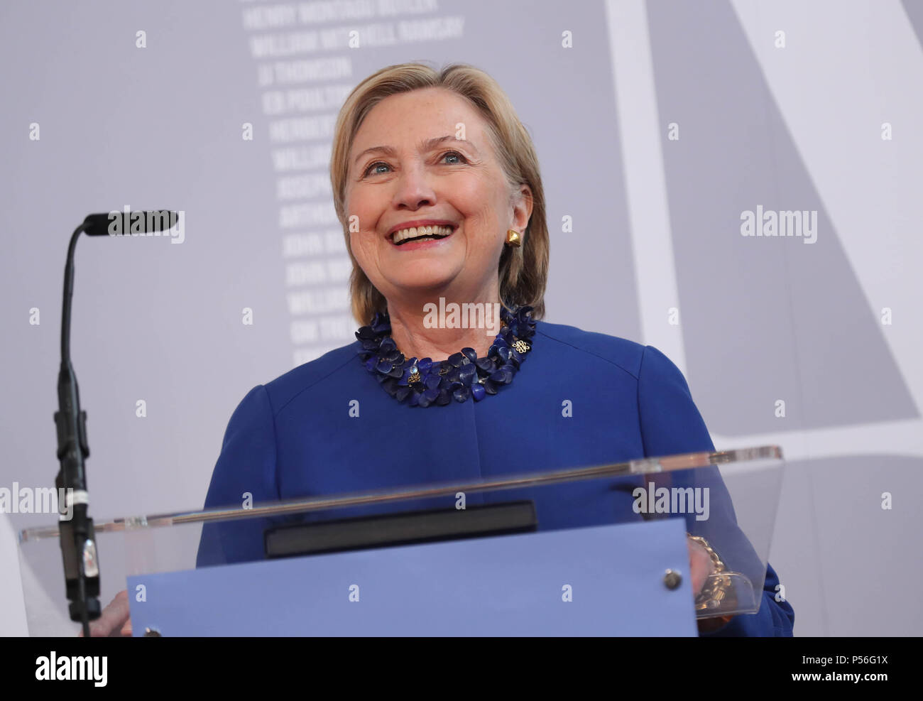 Hillary Clinton delivers the Romanes Lecture at the Sheldonian Theatre ...