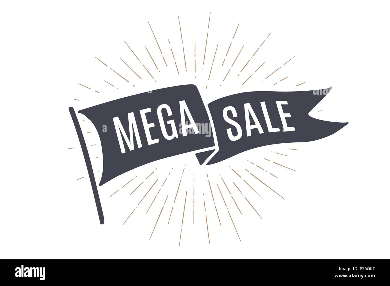 Flag Mega Sale. Old school flag banner Stock Vector