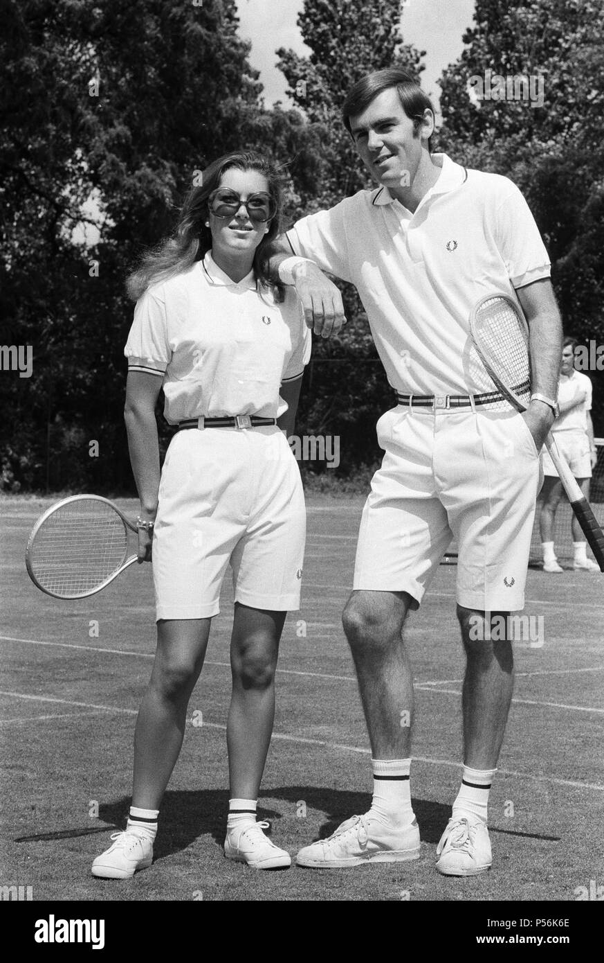 Pre Wimbledon at the Hurlingham Club. Unisex fashions by Fred Perry. 21st June 1970. Stock Photo