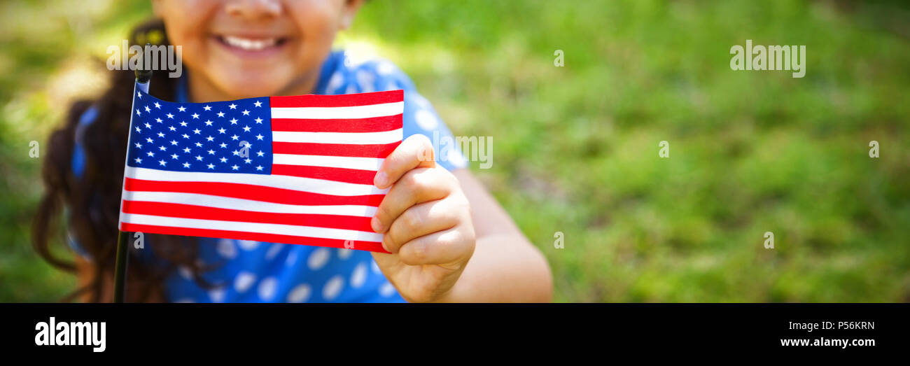 Portrait of girl holding American flag Stock Photo - Alamy