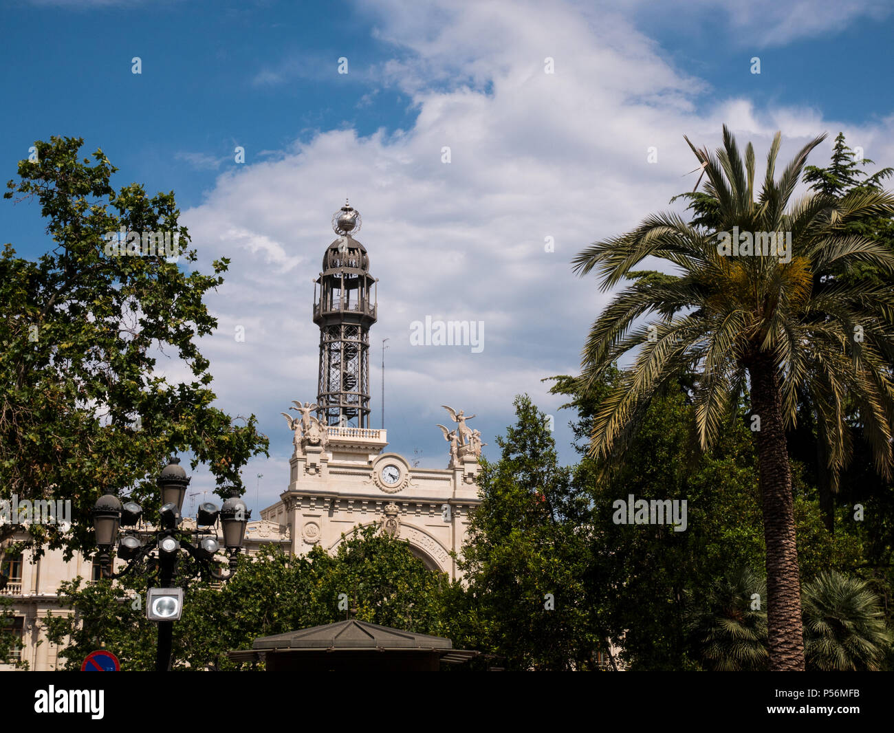 tracking shot on the post office building in Valencia, Spain Stock Photo