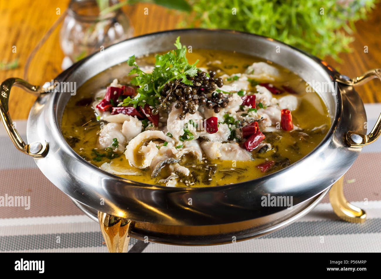 Boiled Fish with Pickled Cabbage and Chili,Popular Chinese food Stock Photo