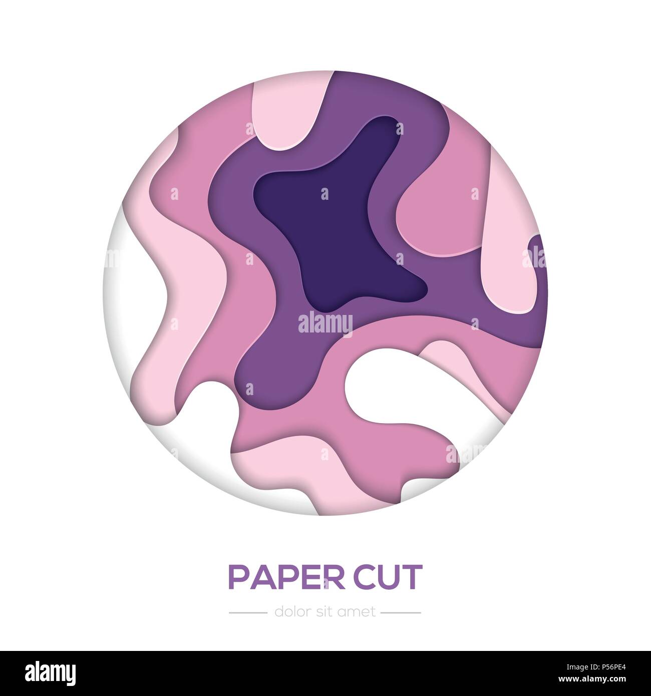 Purple abstract layout - vector paper cut banner Stock Vector