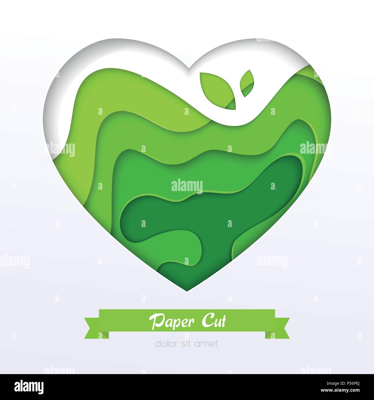 Grass green abstract layout - vector paper cut banner Stock Vector ...