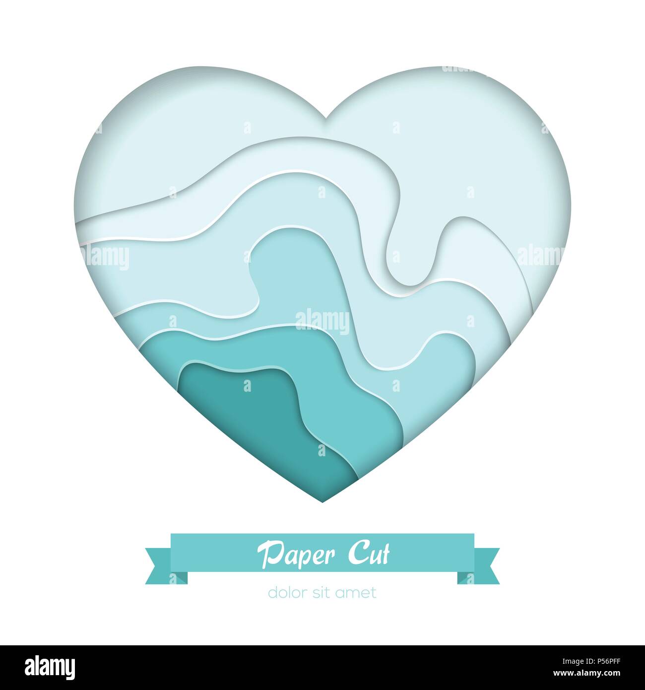 Turquois abstract layout - vector paper cut banner Stock Vector