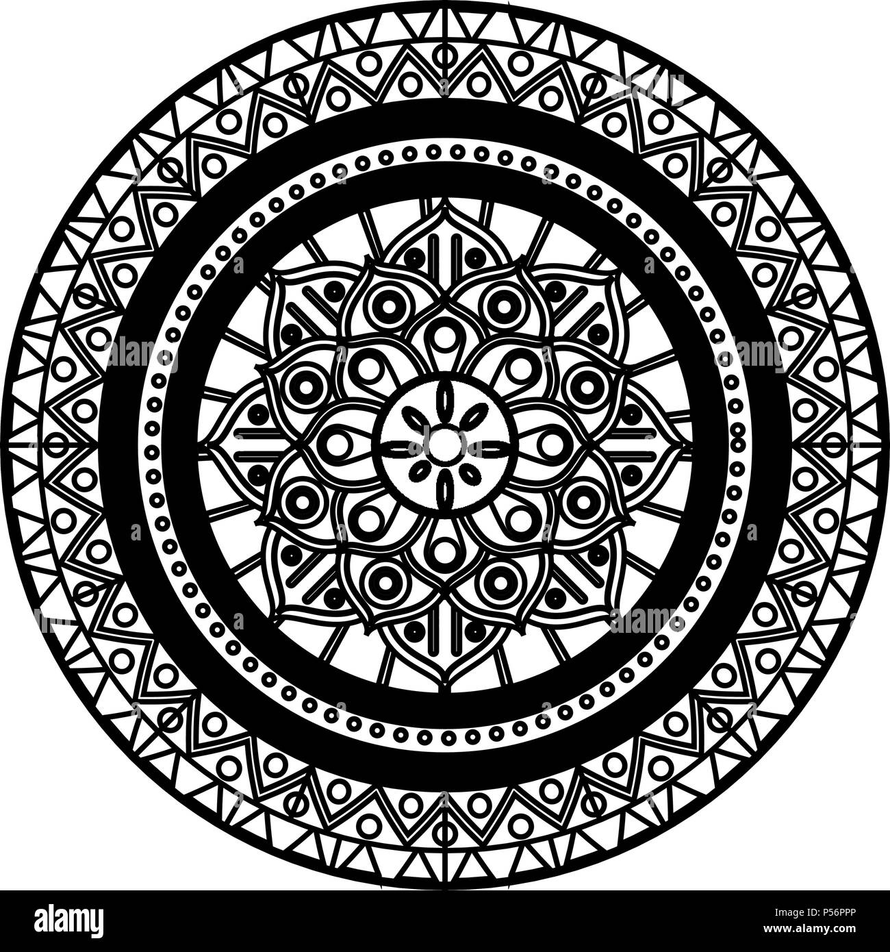 Mandala indian emblem in black and white Stock Vector Image & Art - Alamy