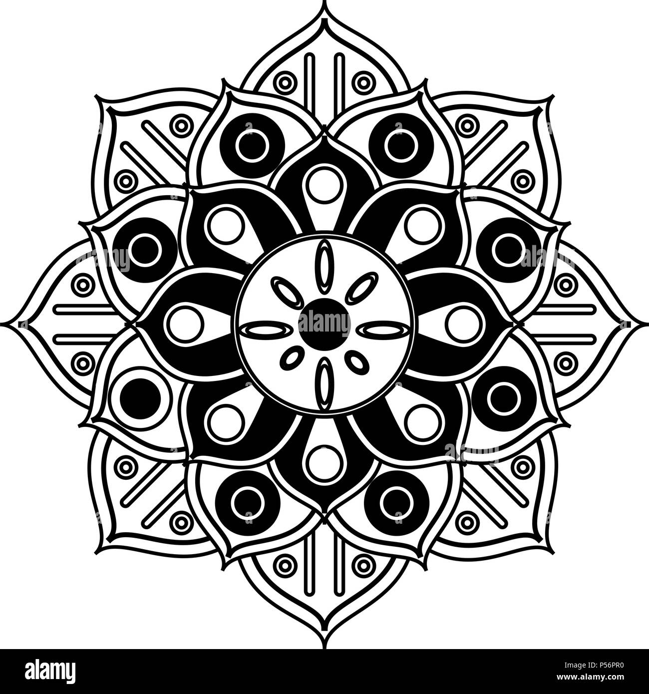 Mandala indian emblem in black and white Stock Vector Image & Art - Alamy