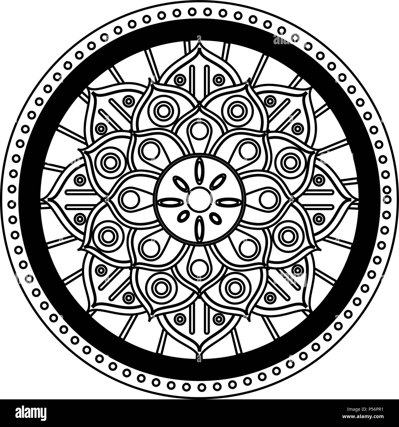 Mandala indian emblem in black and white Stock Vector Image & Art - Alamy