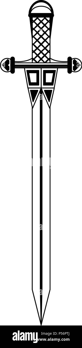 Sword weapon isolated in black and white Stock Vector Image & Art - Alamy