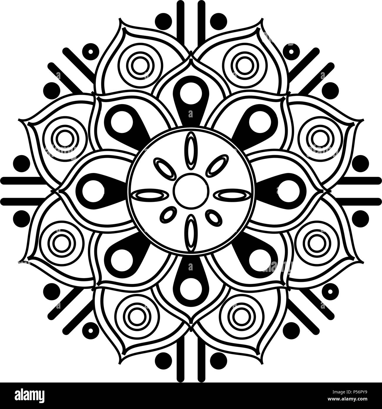 Mandala indian emblem in black and white Stock Vector Image & Art - Alamy
