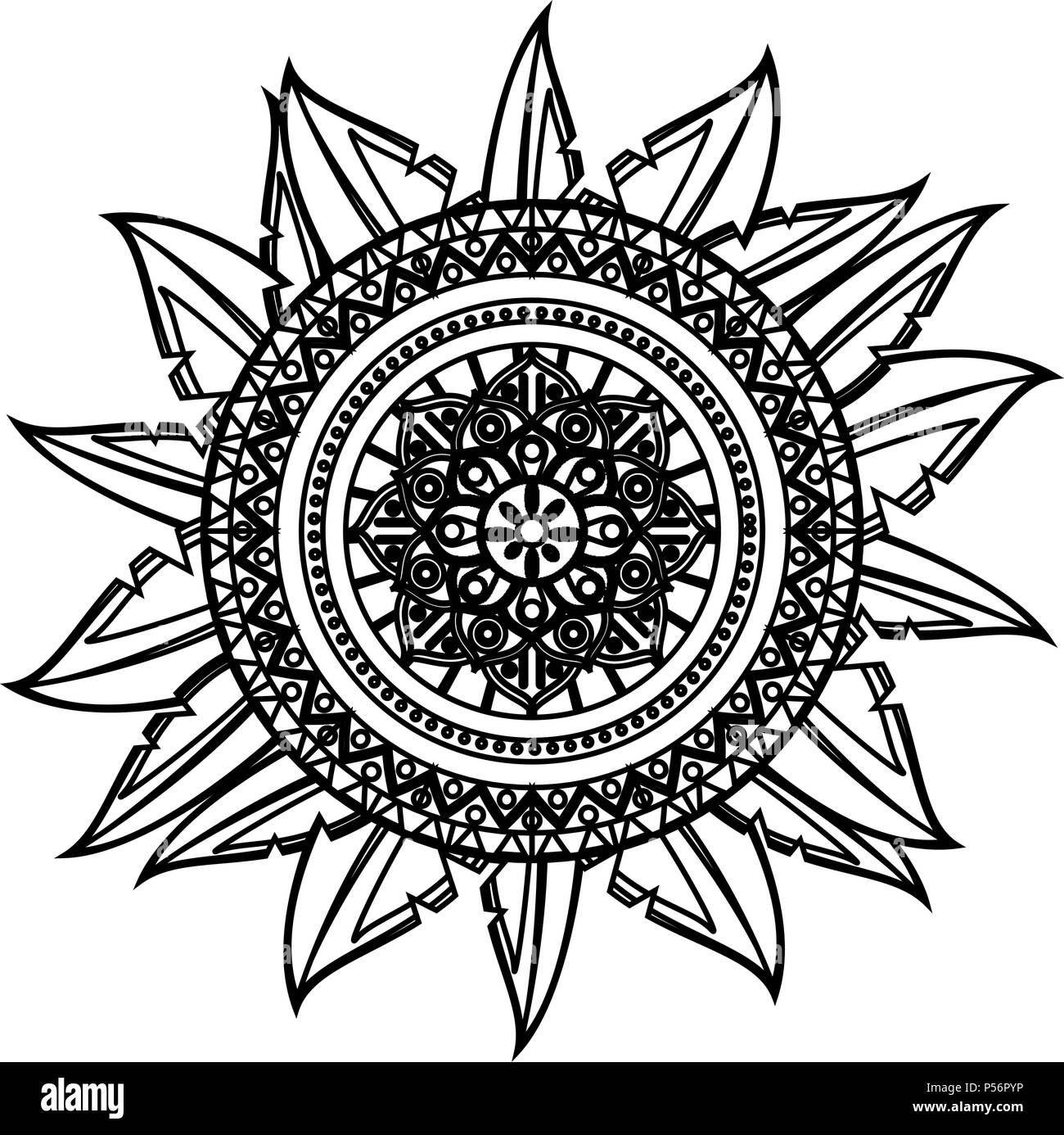 Mandala indian emblem in black and white Stock Vector Image & Art - Alamy