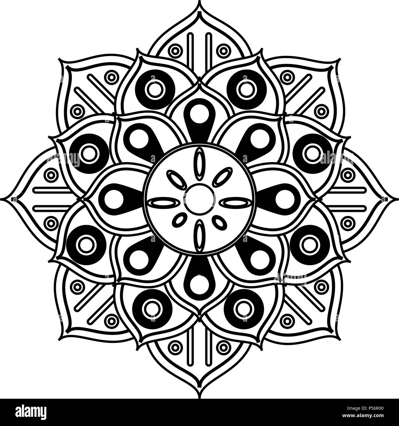 Mandala indian emblem in black and white Stock Vector Image & Art - Alamy
