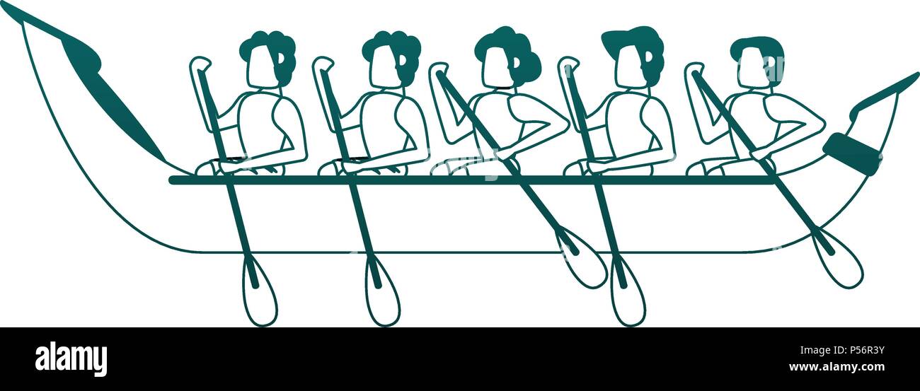 People rowing on boat in blue lines Stock Vector Image & Art Alamy