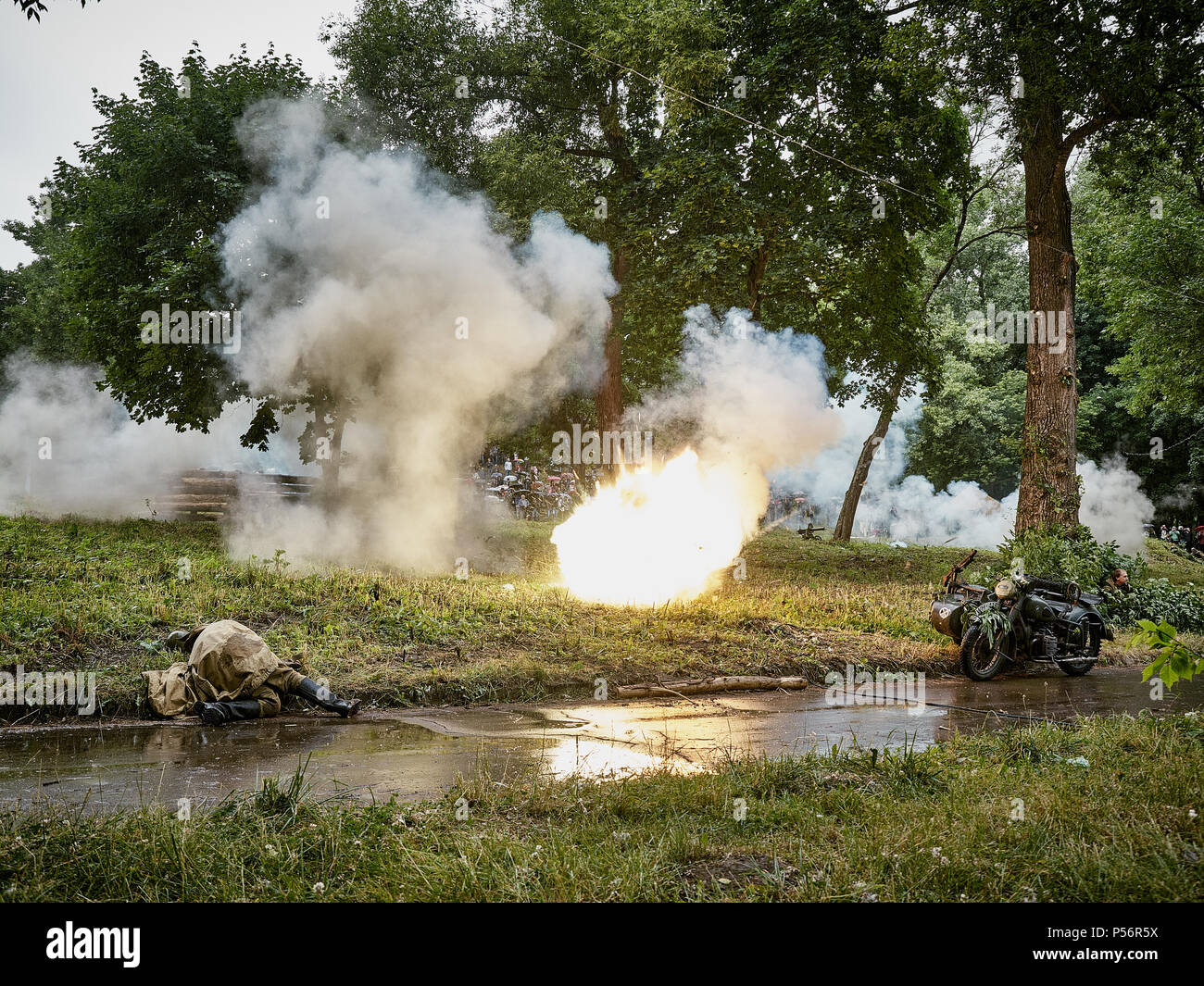 Vitebsk. Republic of Belarus-23.06.2018:Reconstruction of the events of the Second world war. A detachment of Soviet soldiers takes prisoner a group o Stock Photo