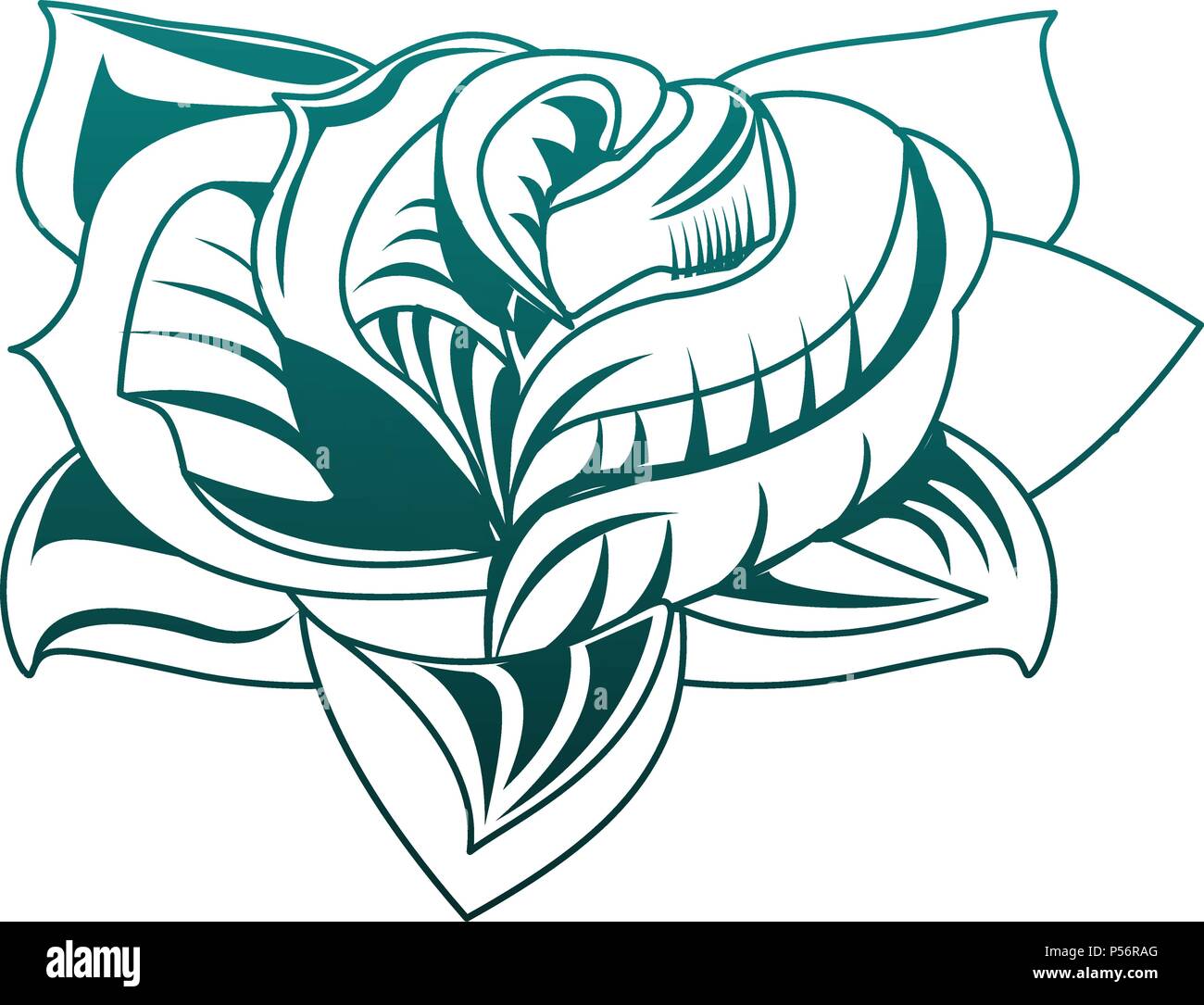 Flower tattoo drawing in blue lines Stock Vector Image & Art - Alamy