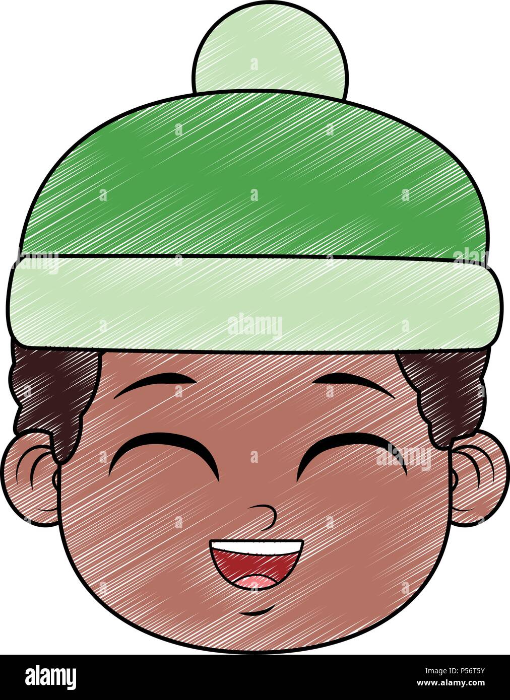 Cute boy face with beanie hat scribble Stock Vector Image & Art - Alamy