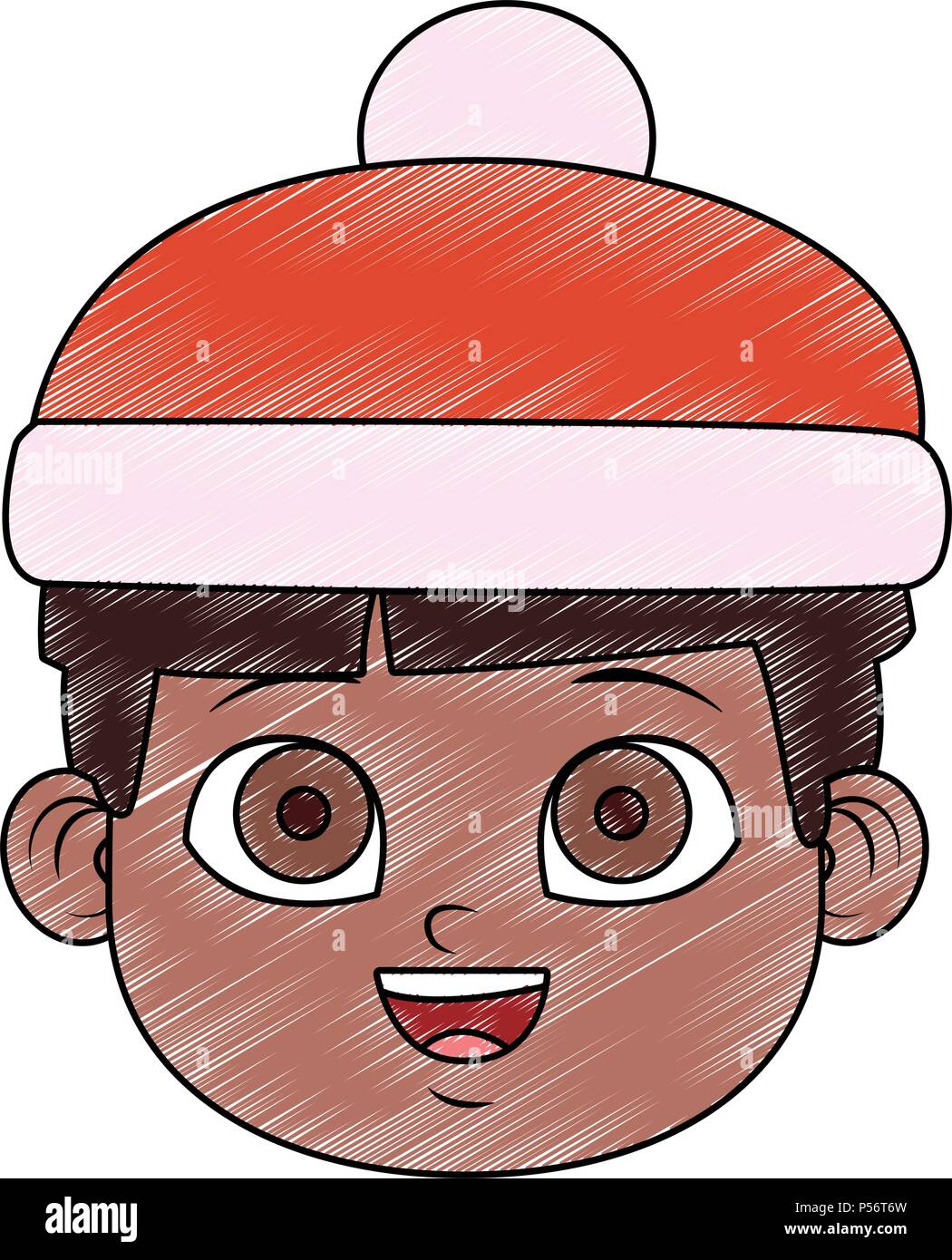 Cute boy face with beanie hat scribble Stock Vector Image & Art - Alamy