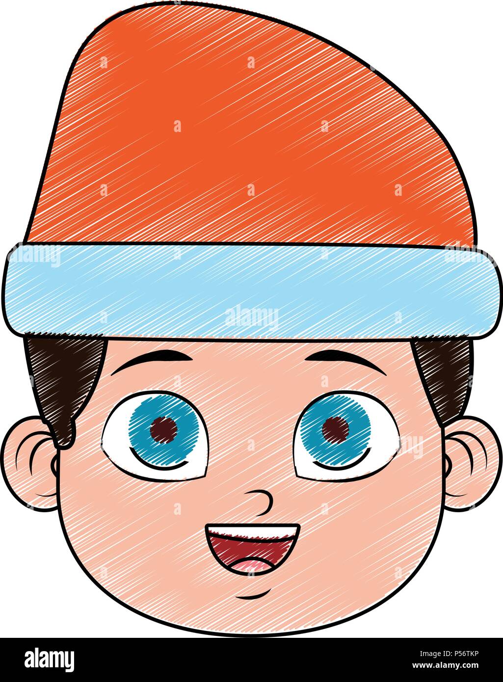 Cute boy face with beanie hat scribble Stock Vector Image & Art - Alamy
